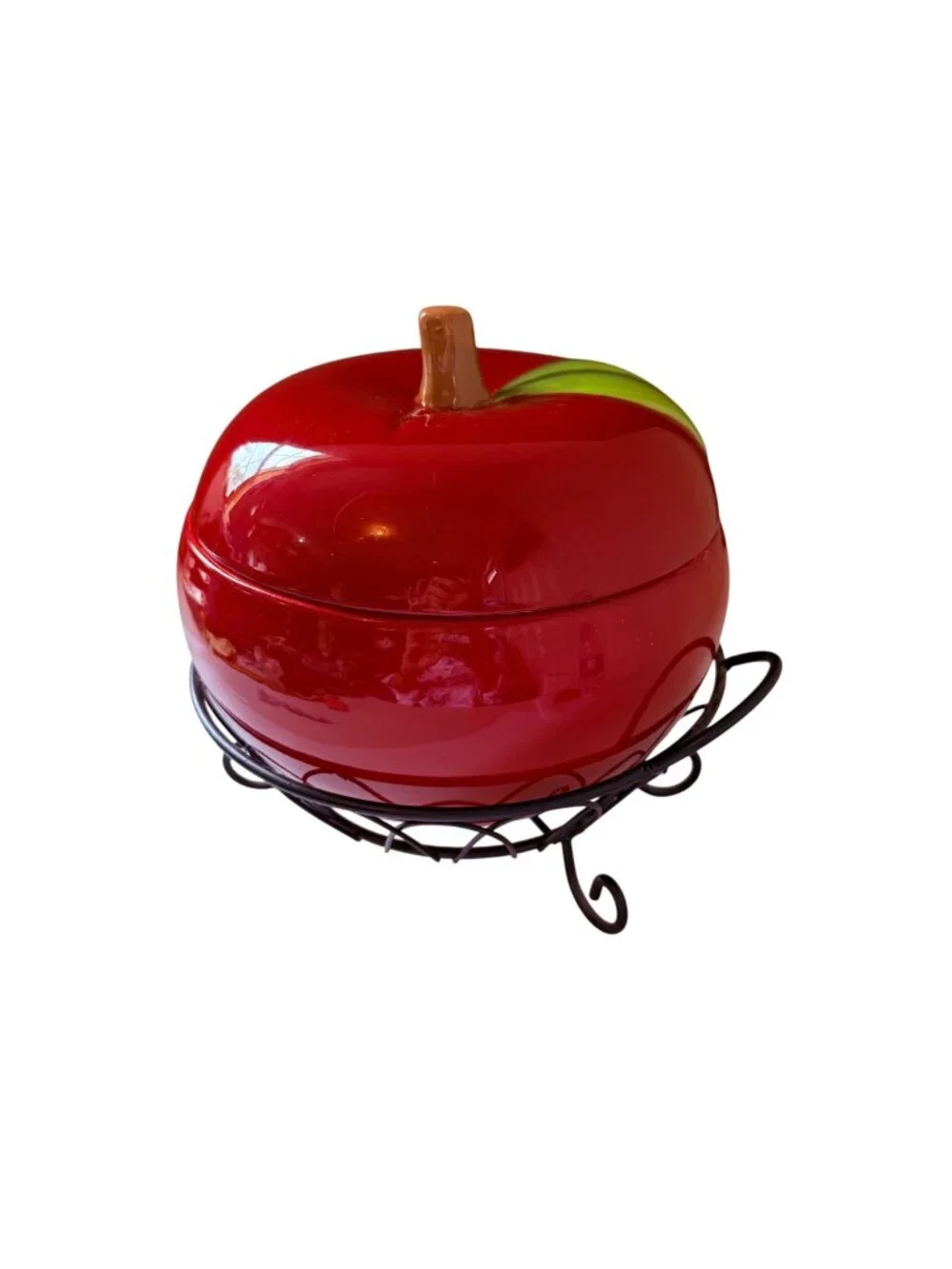 Temp-tations Fresh Crop Red Apple Covered Baker Casserole Wire Stand Tara 8